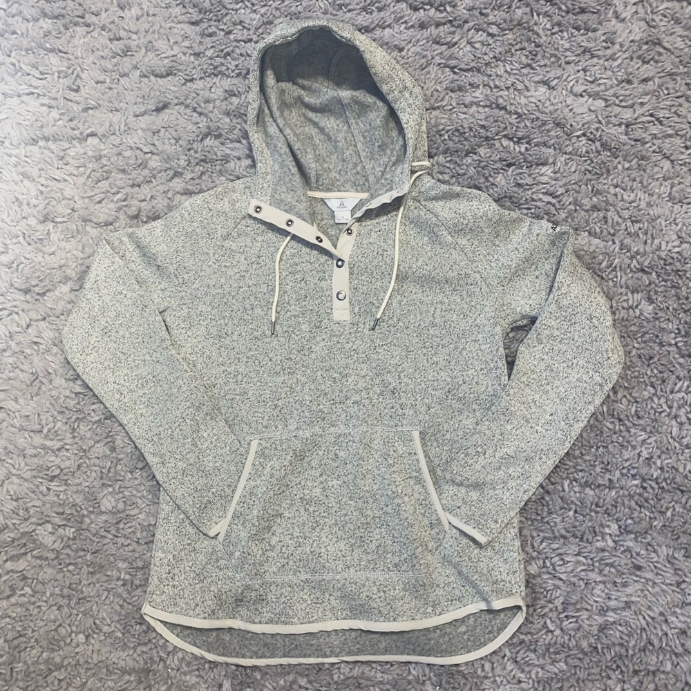Grey button down fleece hoodie